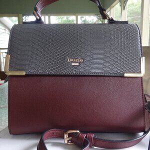 Dune London satchel with change purse ,crossbody/carry purse burgundy/dark gray